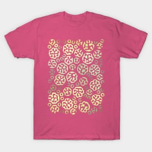 Stencil Flowers Pink Yellow Green T-Shirt